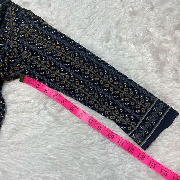 Max Studio Dress 3/4 Sleeve Floral Navy Blue Size Medium Stretchy Casual Key Hol - Picture 8 of 9